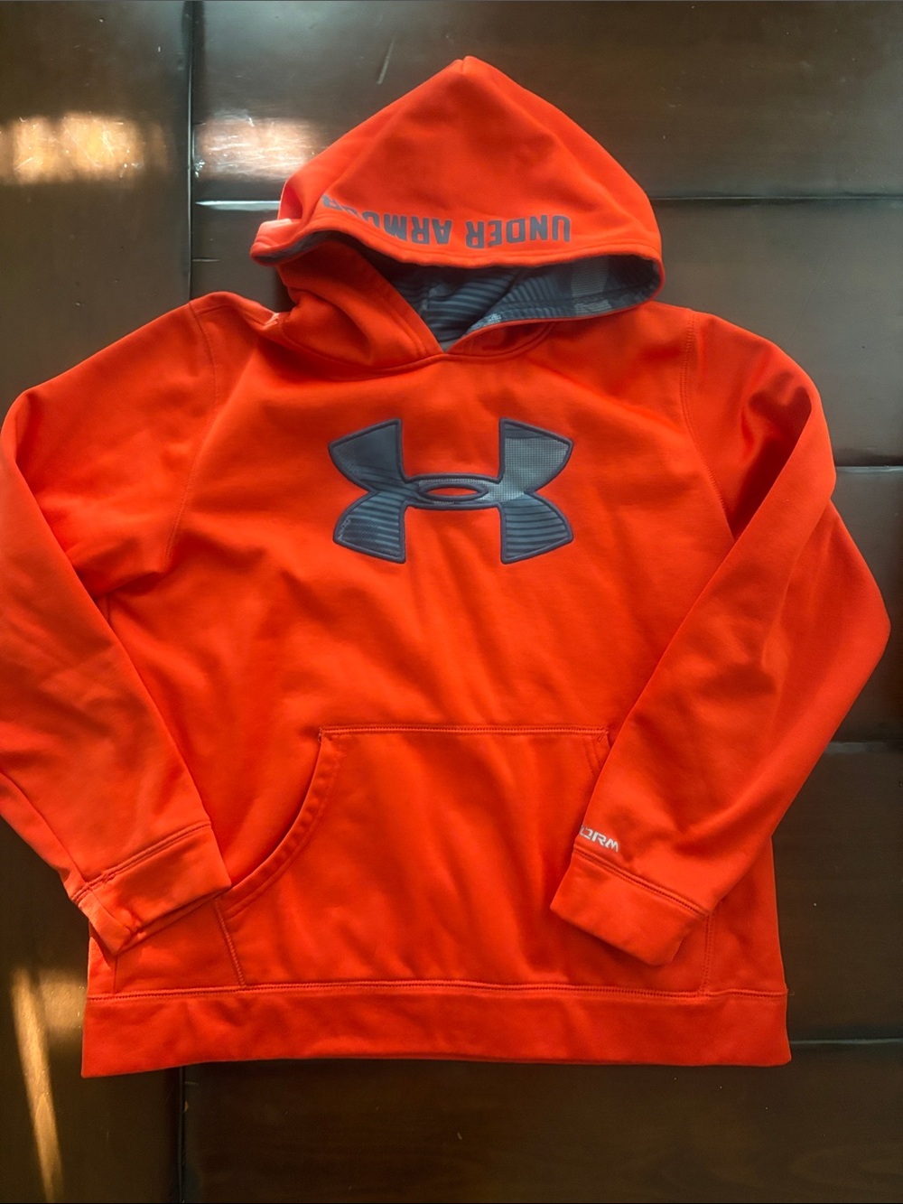 Youth Under Armour red Hoodie with Gray Logo